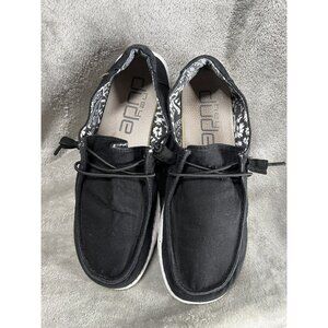 Hey Dude Women’s 9 Wendy Chambray Off Black White Sole Lightweight Comfort Shoes